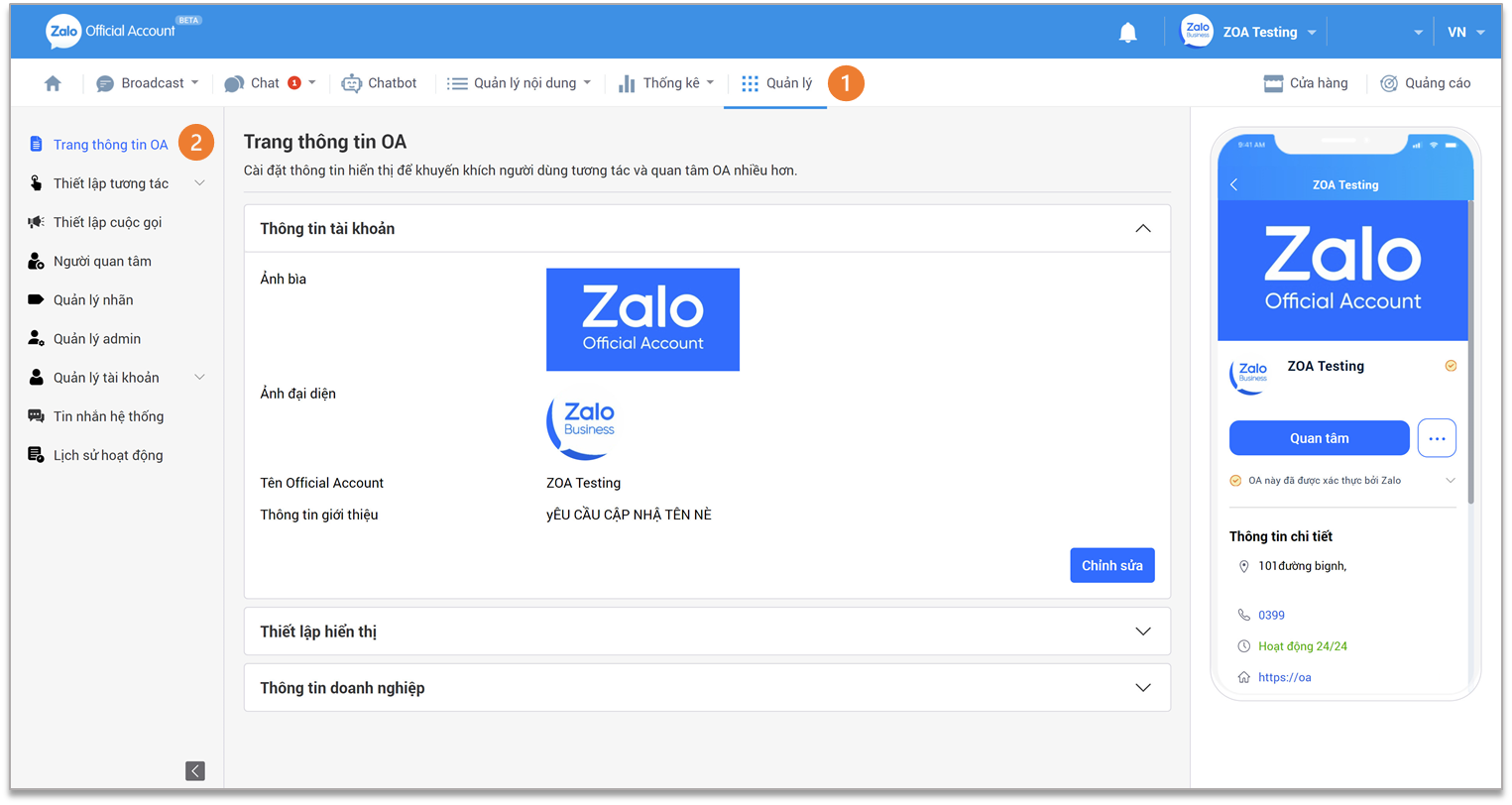 Thiết lập OA trên Zalo để tận dụng tiềm năng quảng bá sản phẩm, dịch vụ của bạn trên nền tảng mạng xã hội phổ biến nhất hiện nay. Tìm hiểu ngay về cách thiết lập và quản lý trang OA của mình trên Zalo để gây ấn tượng với khách hàng tiềm năng.