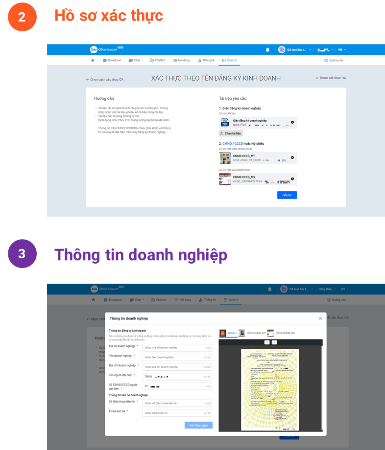 Nộp lại hồ sơ xác thực