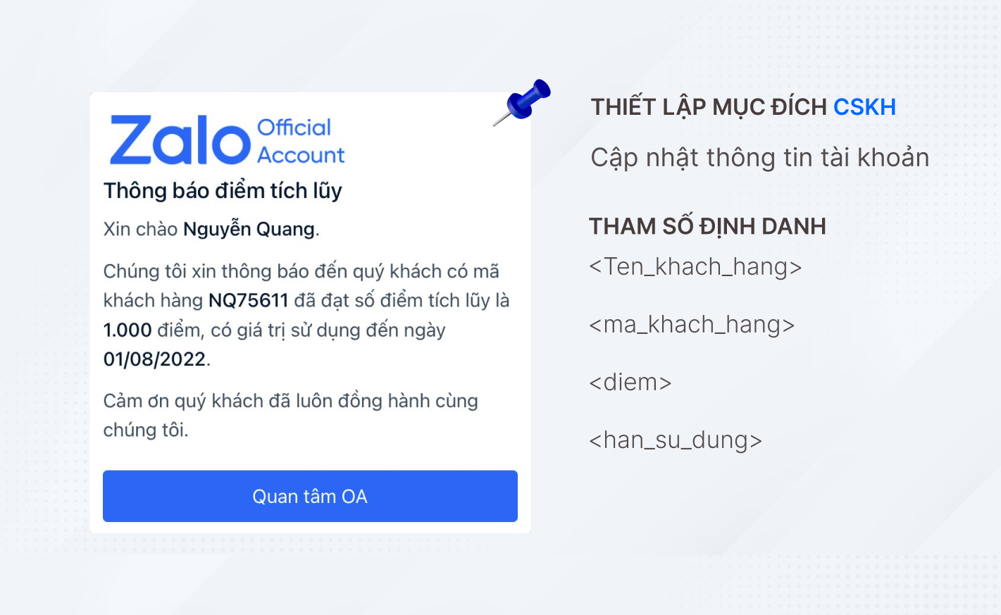 Tạo mục đích gửi cho mẫu ZNS